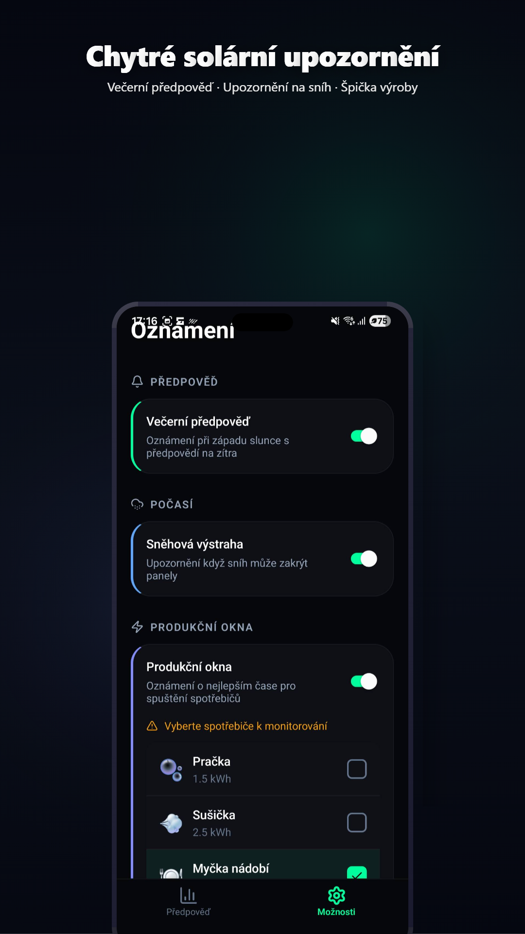 Upozornění na změnu předpovědi Volcast