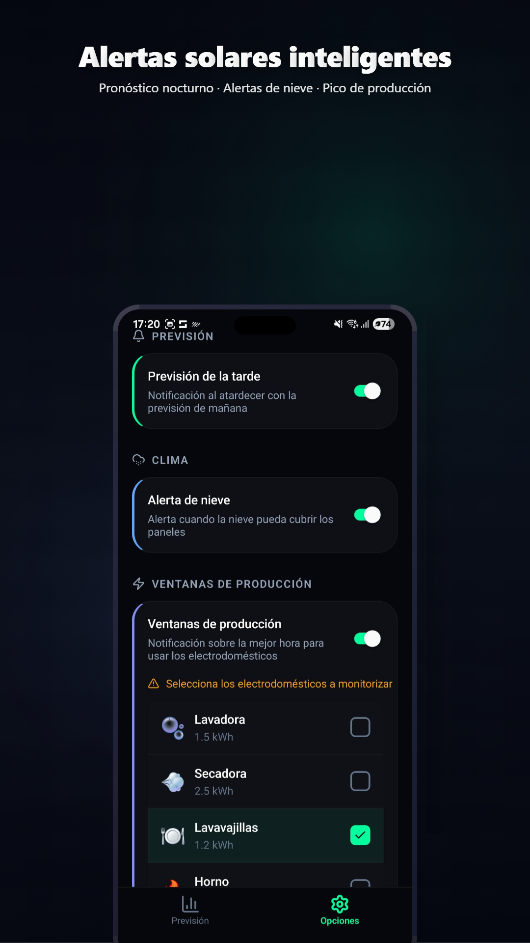 Notificación de cambio de pronóstico en Volcast