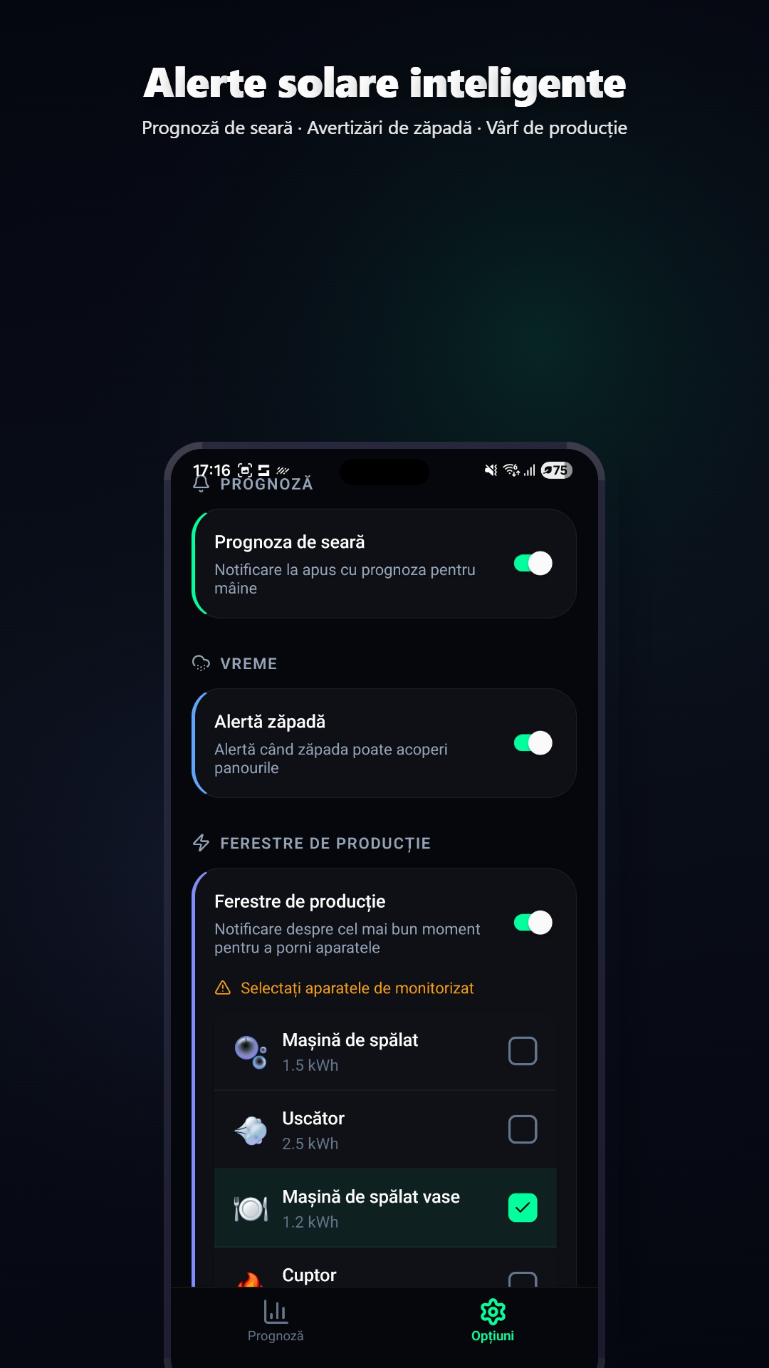 Notificare schimbare prognoză Volcast