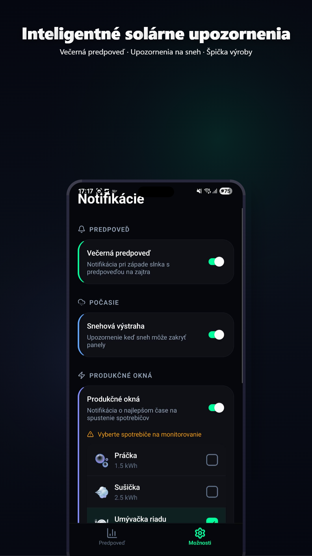 Upozornenie na zmenu predpovede Volcast